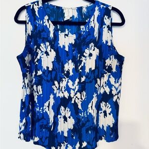 Joie Blue Pleated Sleeveless Tank Top